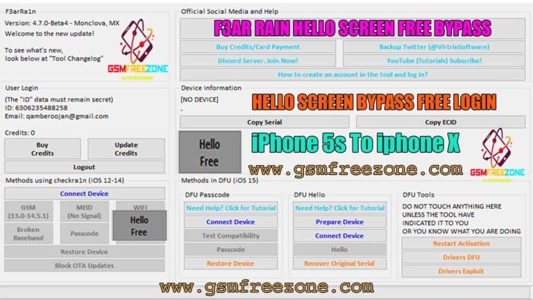 F3AR RAIN Hello Screen Bypass