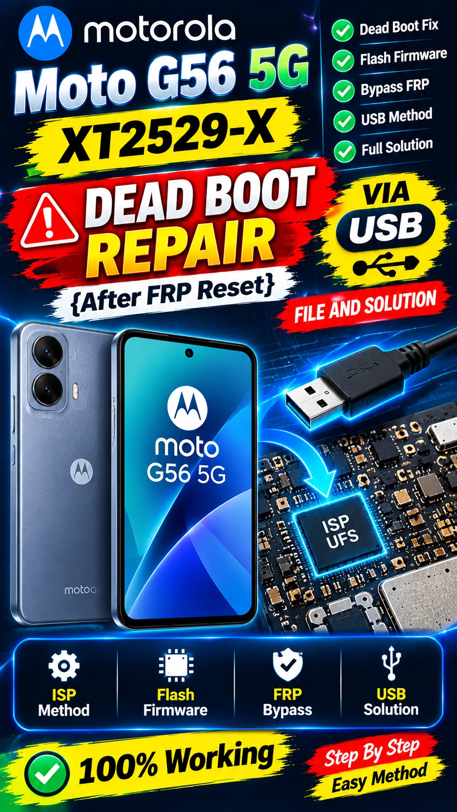 Moto G56 5G XT2529-X DEAD BOOT REPAIR {After FRP Reset } VIA USB FILE AND SOLUTION