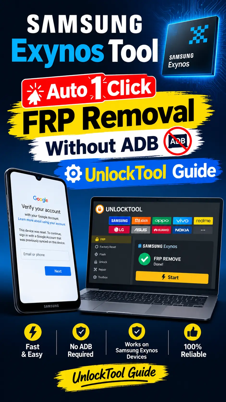 Samsung Exynos Tool – Auto 1 Click FRP Removal Without ADB | UnlockTool Guide